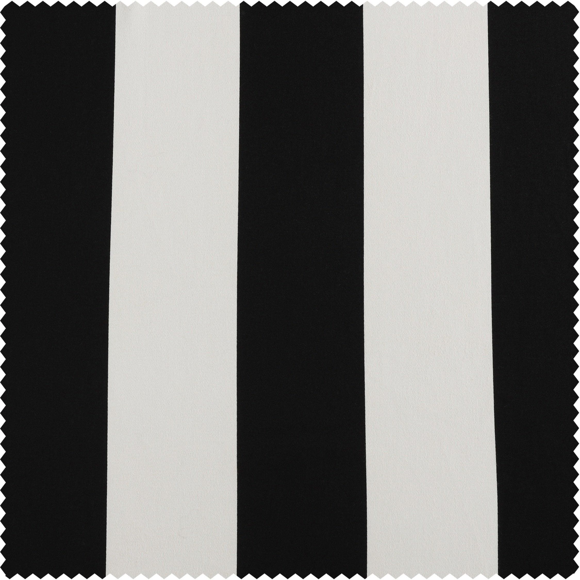 Cabana Black Striped Printed Cotton Room Darkening Curtain