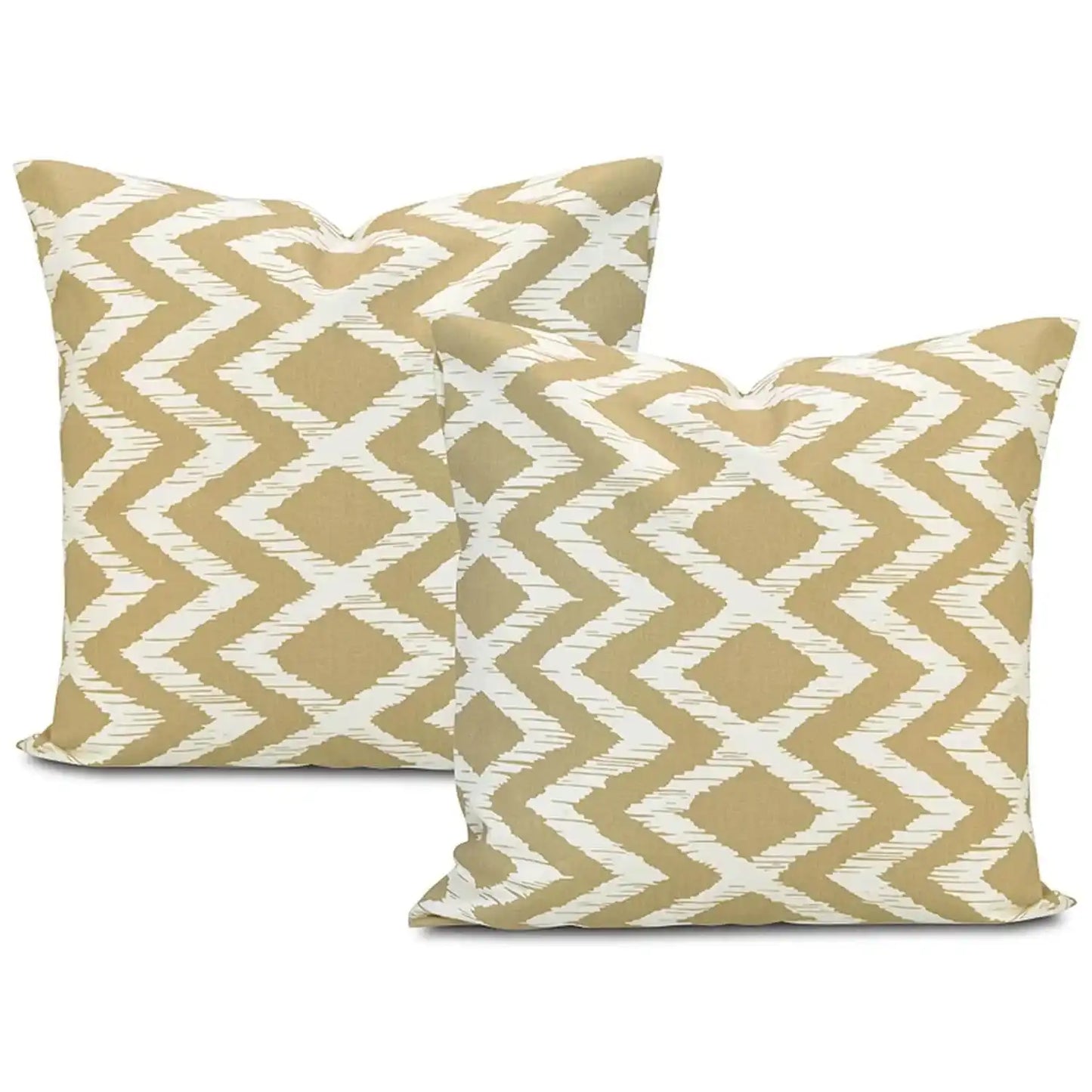 Palu Tan Printed Cotton Cushion Covers - Pair (2 pcs.)