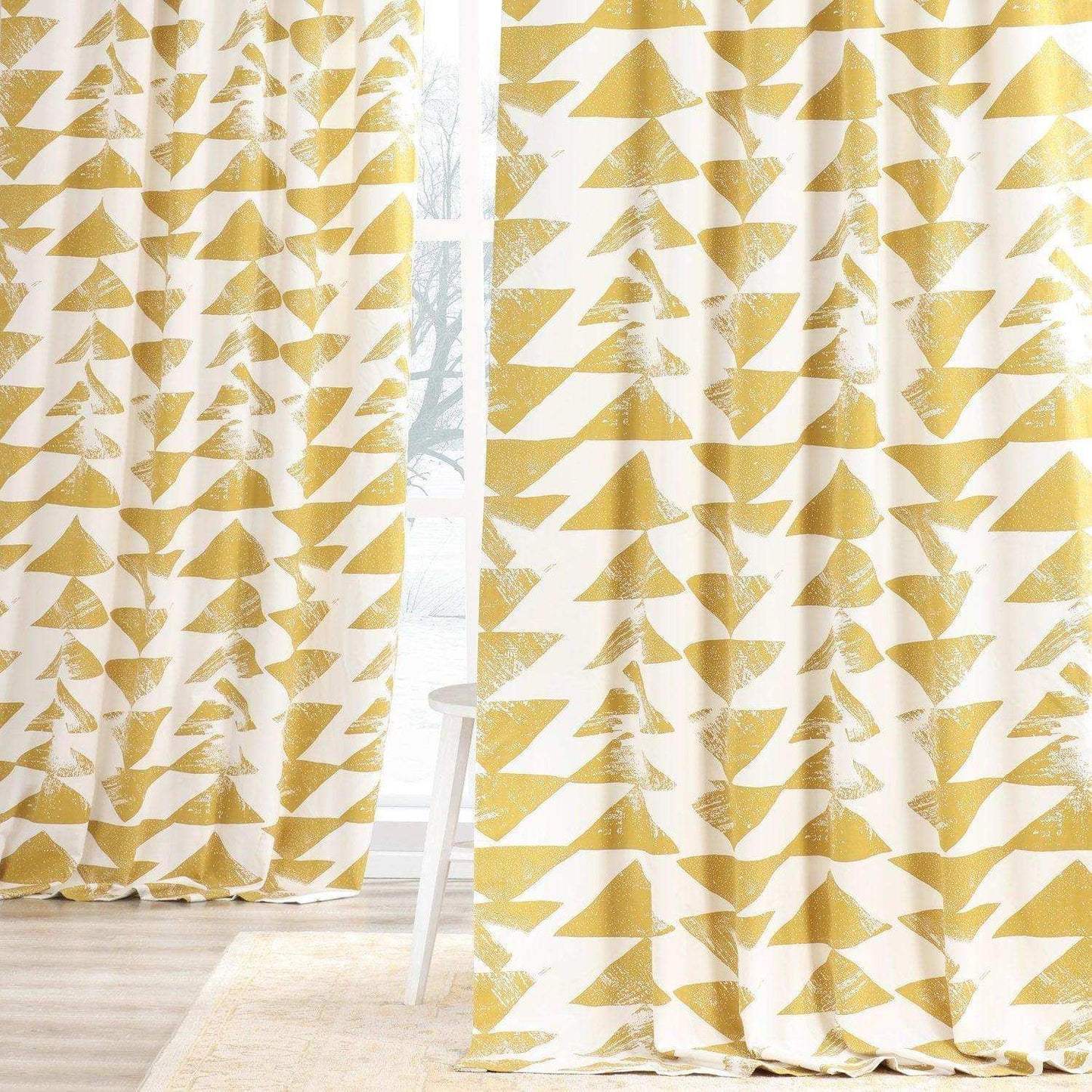 Triad Gold Printed Cotton Curtain - HalfPriceDrapes.com