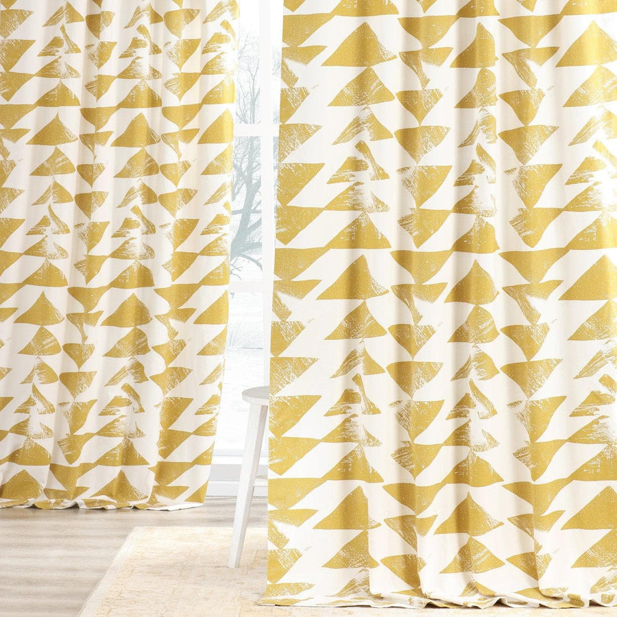 Triad Gold Printed Cotton Curtain - HalfPriceDrapes.com