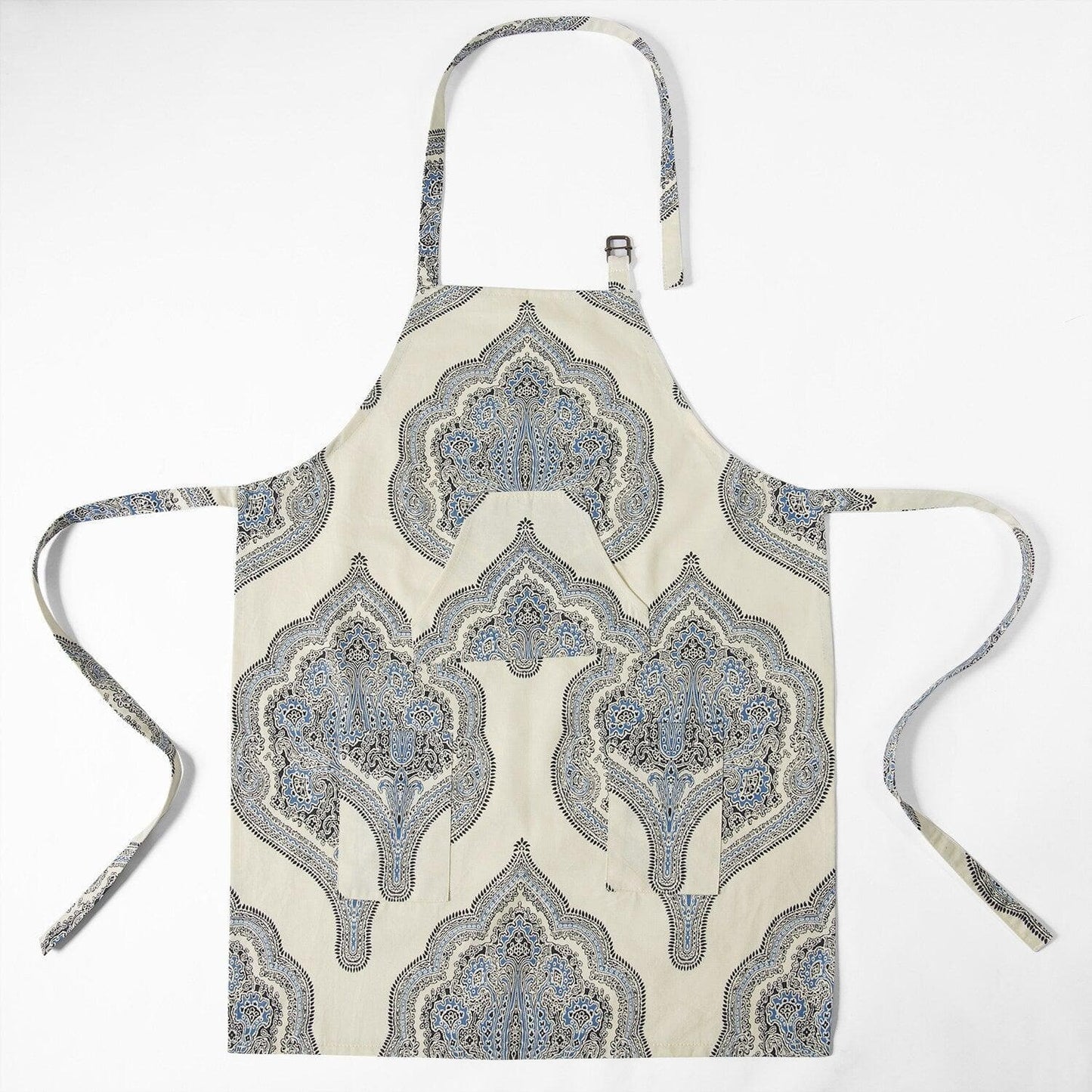 Arabesque Blue Printed Cotton Apron - HalfPriceDrapes.com