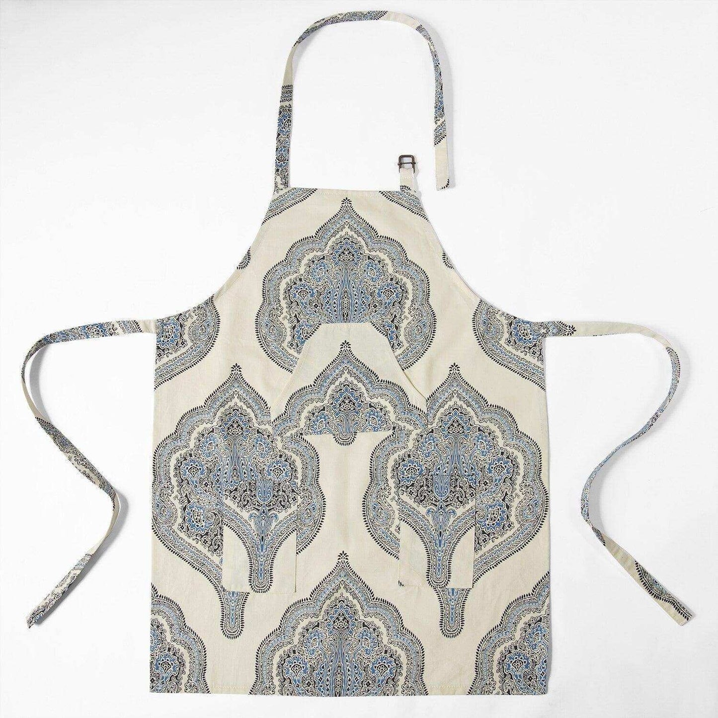 Arabesque Blue Printed Cotton Apron - HalfPriceDrapes.com
