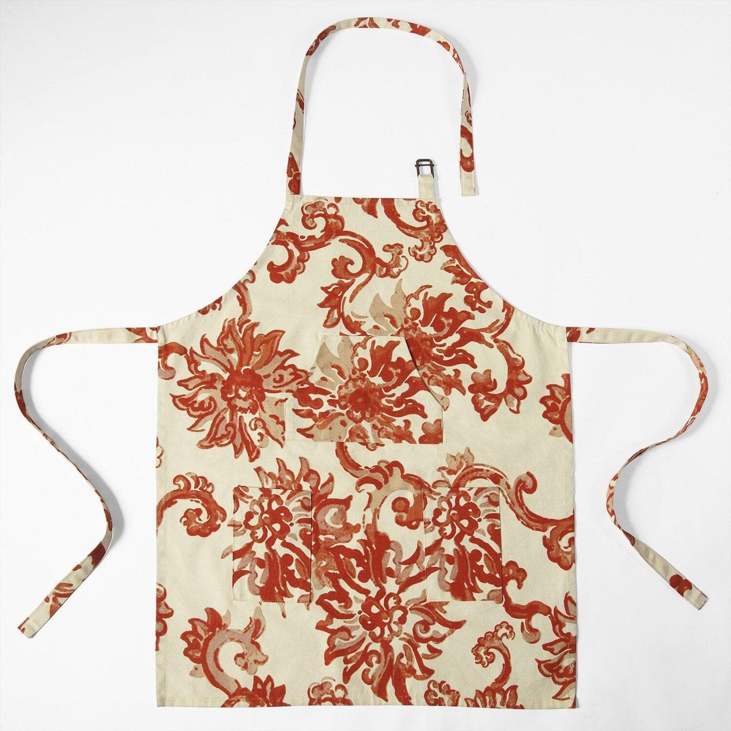 Indonesian Rust Printed Cotton Apron - HalfPriceDrapes.com