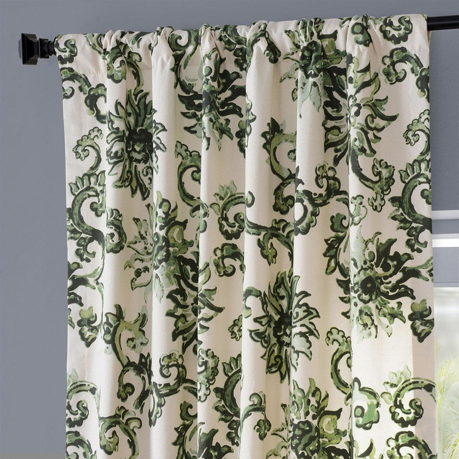 Indonesian Green Printed Cotton Curtain
