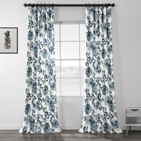 Indonesian Blue Printed Cotton Curtain