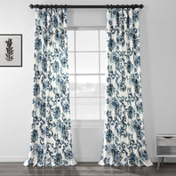 Indonesian Blue Printed Cotton Curtain