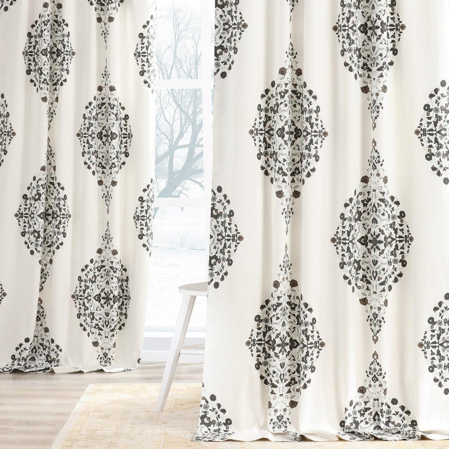 Kerala Cocoa Printed Cotton Curtain - HalfPriceDrapes.com