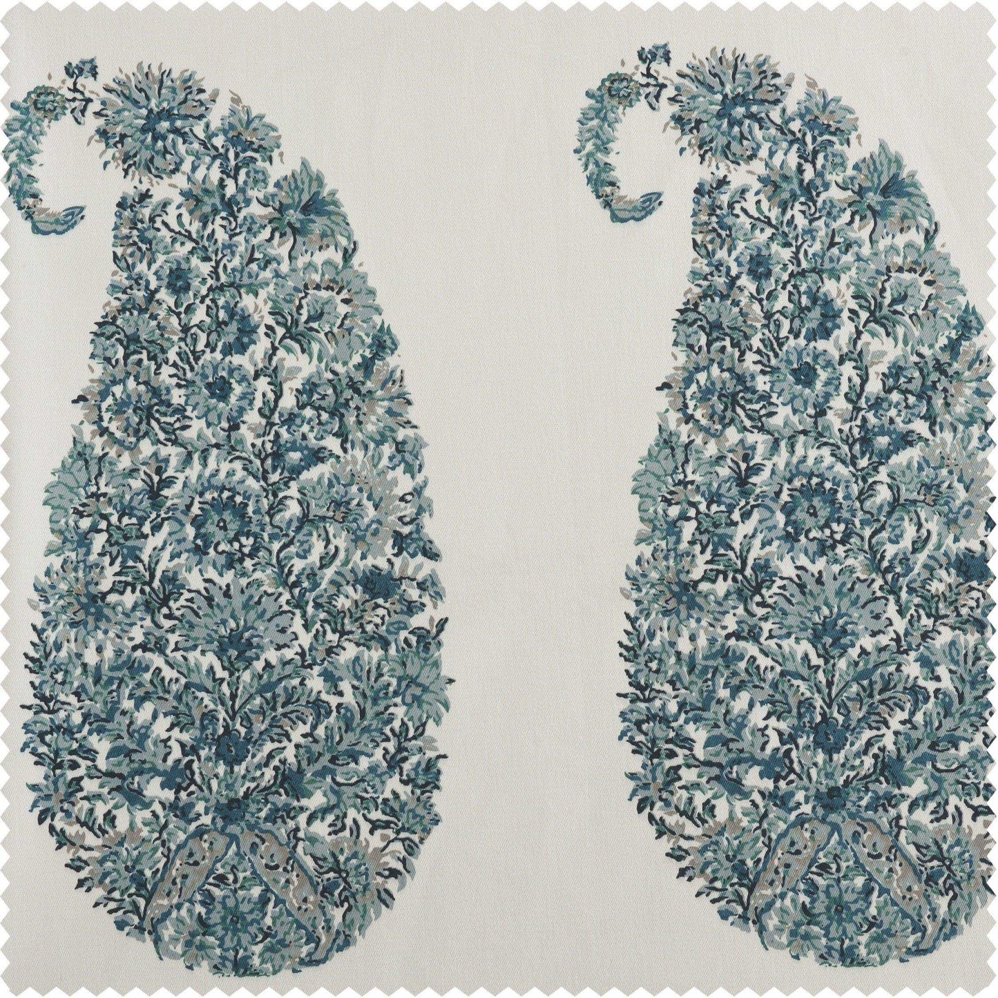Paisley Park Blue Printed Cotton Swatch - HalfPriceDrapes.com