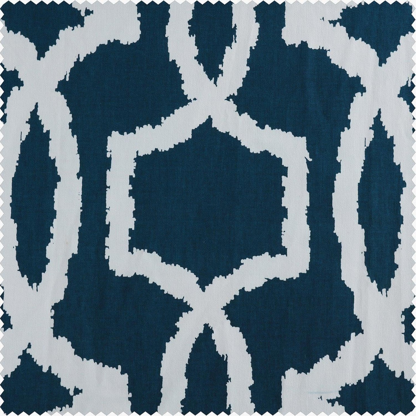 Lyons Blue Printed Cotton Twill Swatch - HalfPriceDrapes.com