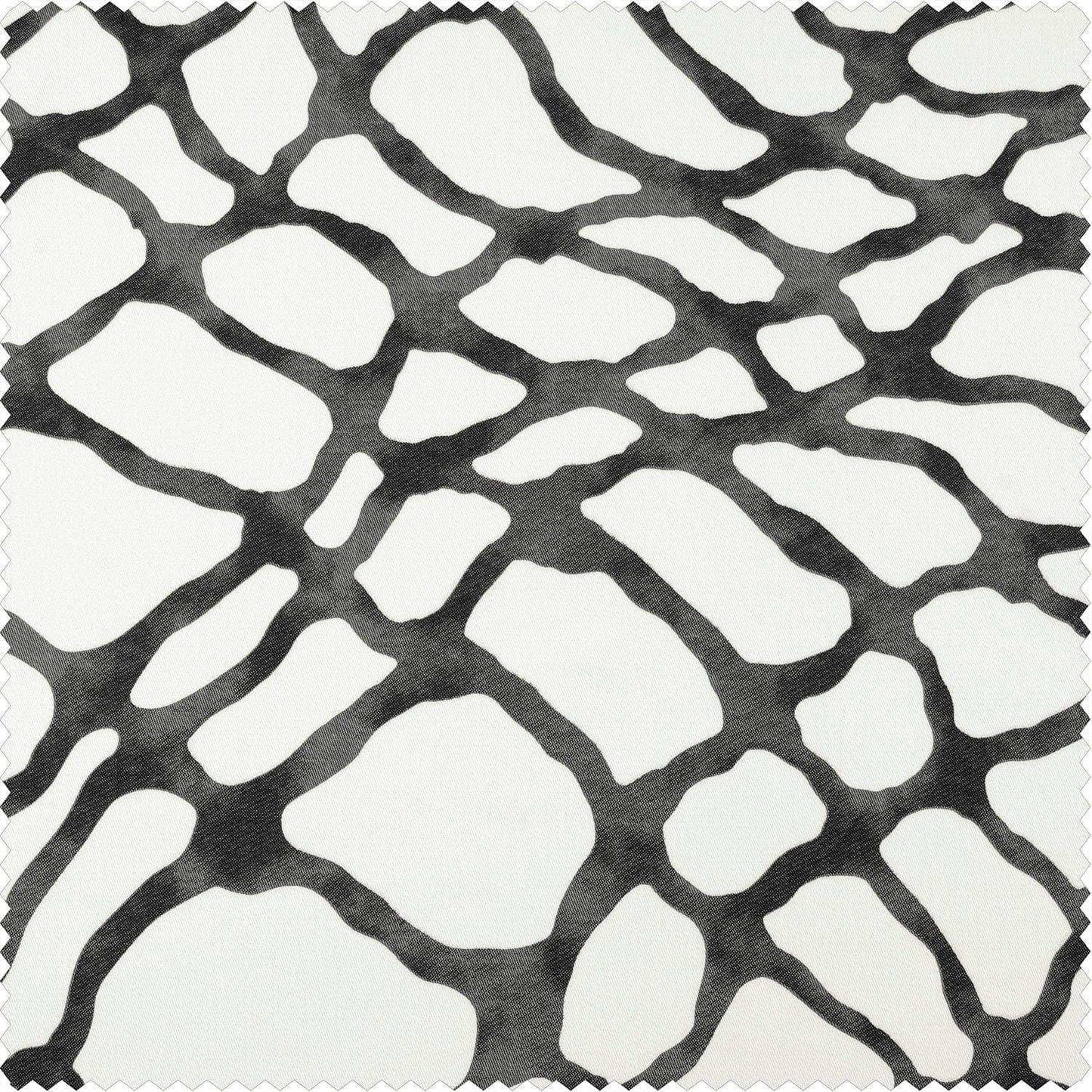 Ellis Black Printed Cotton Swatch - HalfPriceDrapes.com