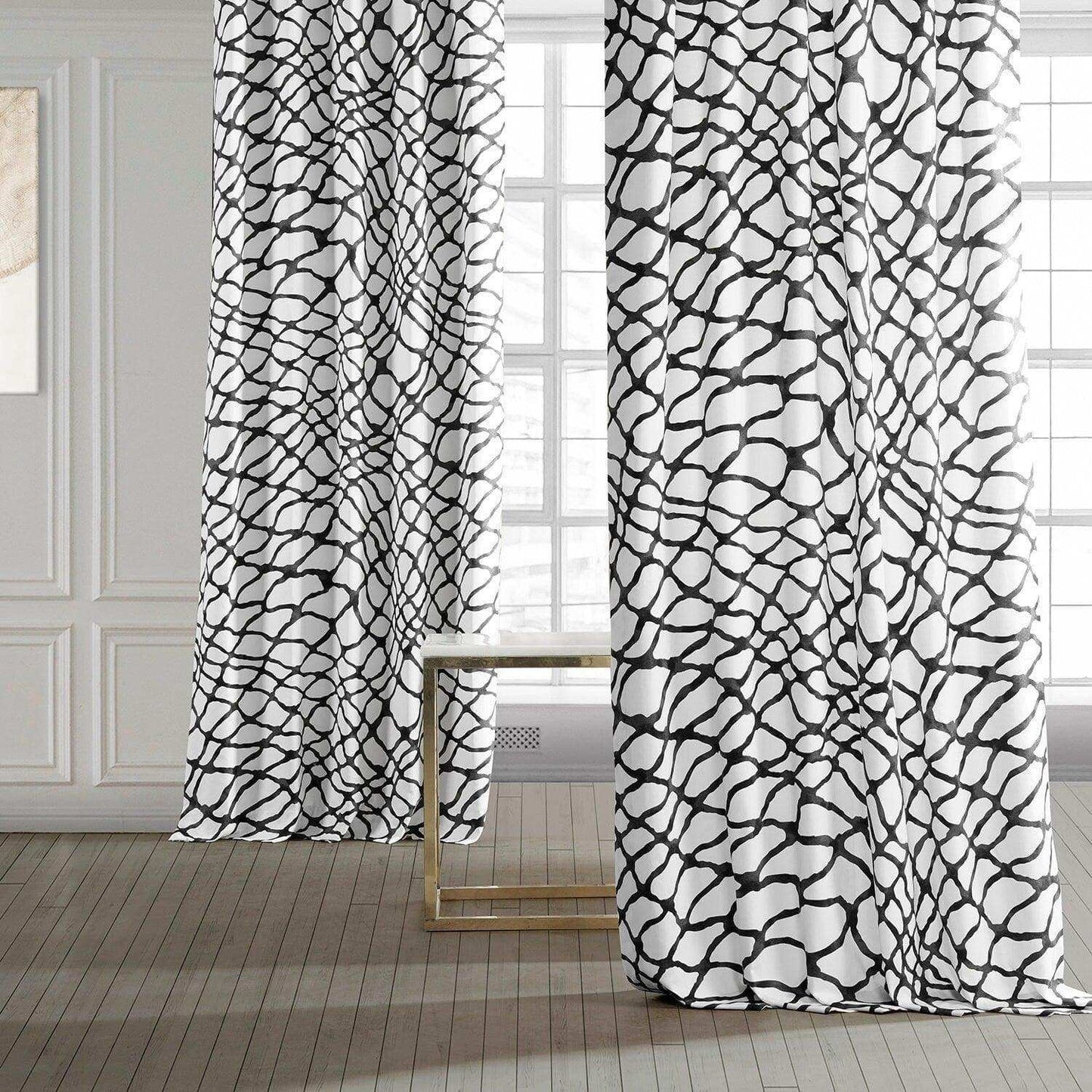 Ellis Black Printed Cotton Curtain