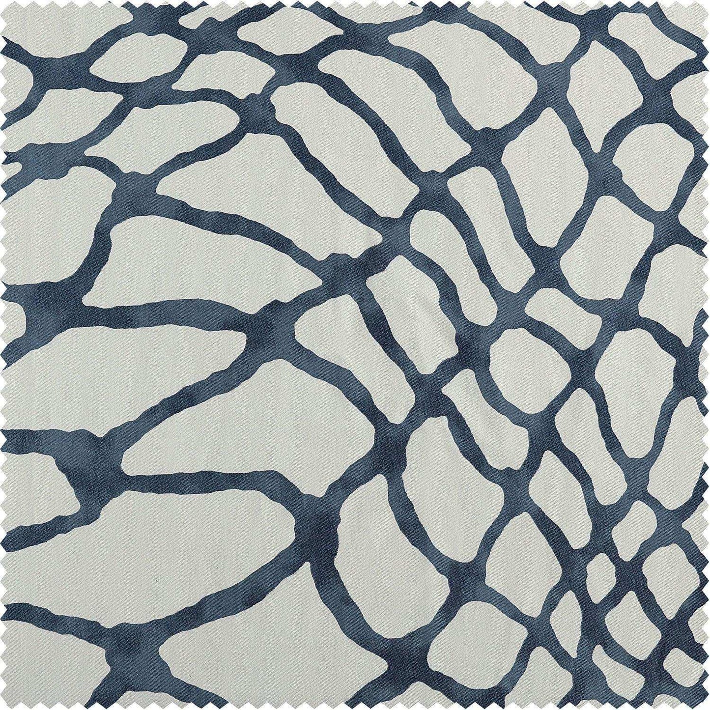 Ellis Blue Printed Cotton Swatch - HalfPriceDrapes.com