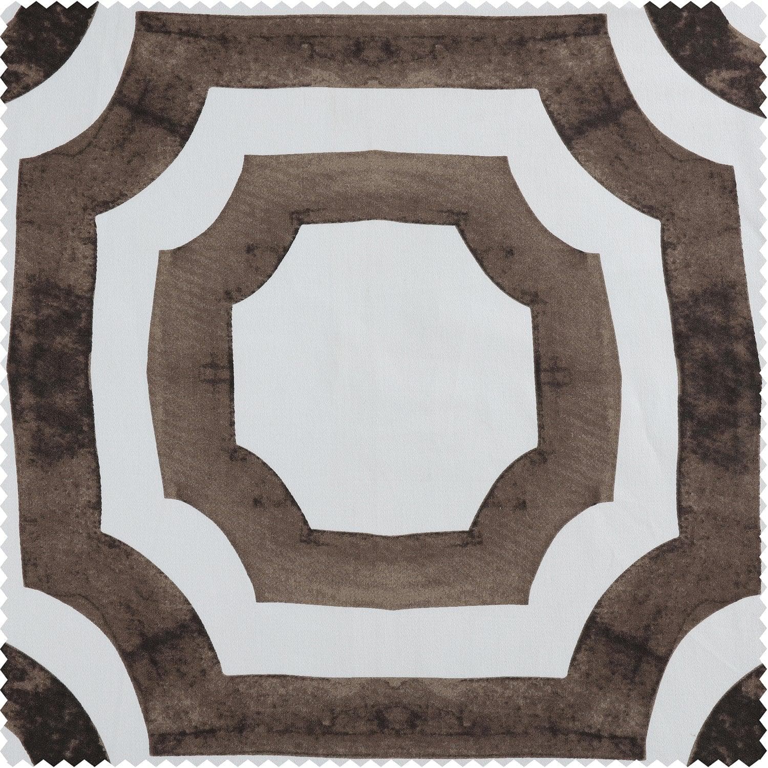 Mecca Brown Geometric French Pleat Printed Cotton Room Darkening Curtain