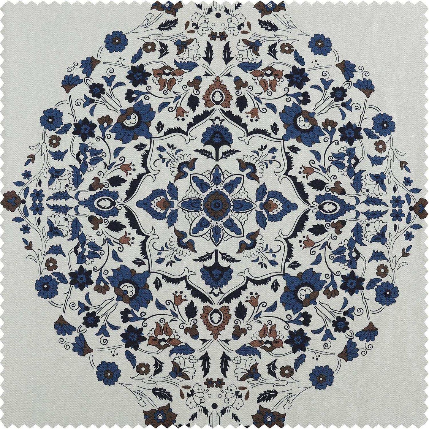 Kerala Blue Printed Cotton Swatch - HalfPriceDrapes.com