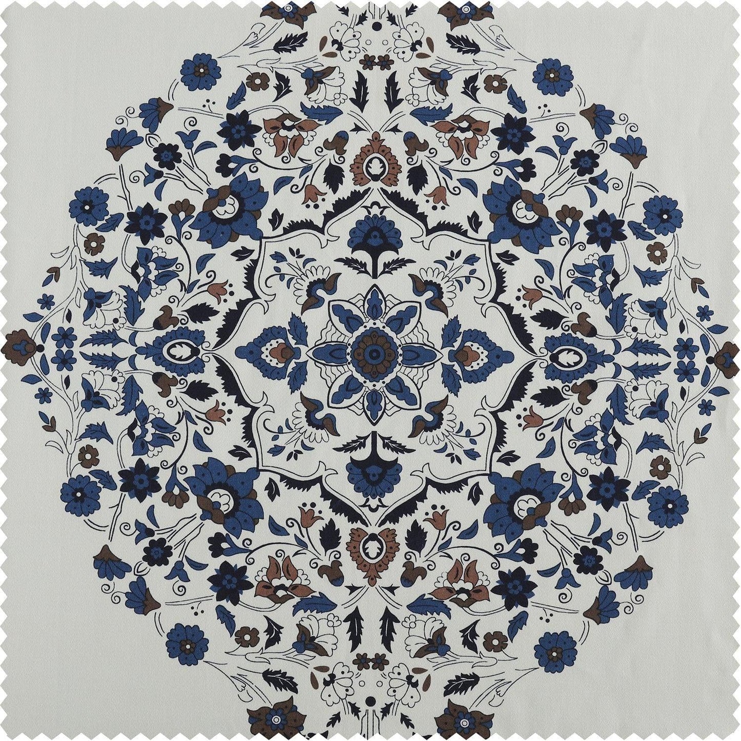 Kerala Blue Printed Cotton Swatch - HalfPriceDrapes.com