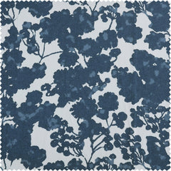 Fleur Blue Floral French Pleat Printed Cotton Room Darkening Curtain