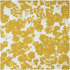 Fleur Gold Floral Printed Cotton Room Darkening Curtain