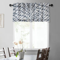 Ellis Blue Printed Cotton Window Valance - HalfPriceDrapes.com
