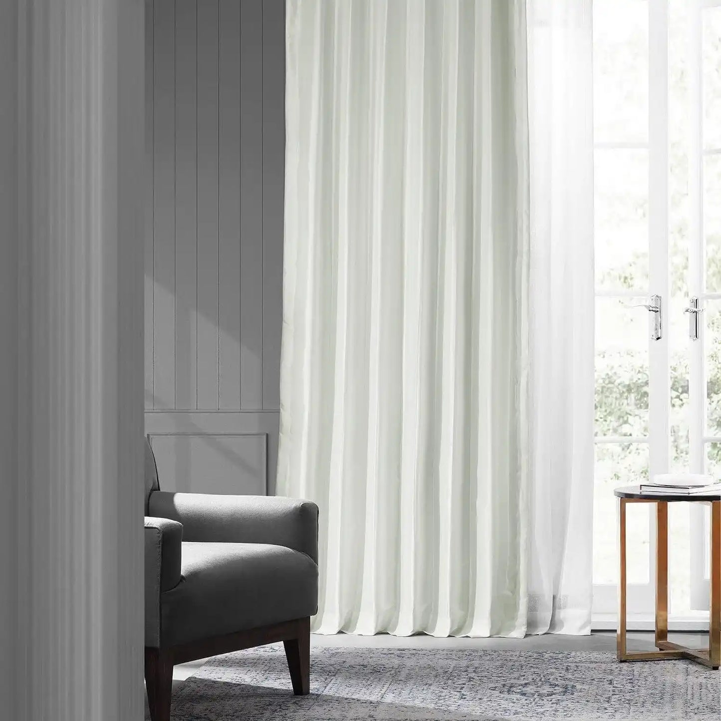 Eggshell Faux Silk Taffeta Blackout Curtain