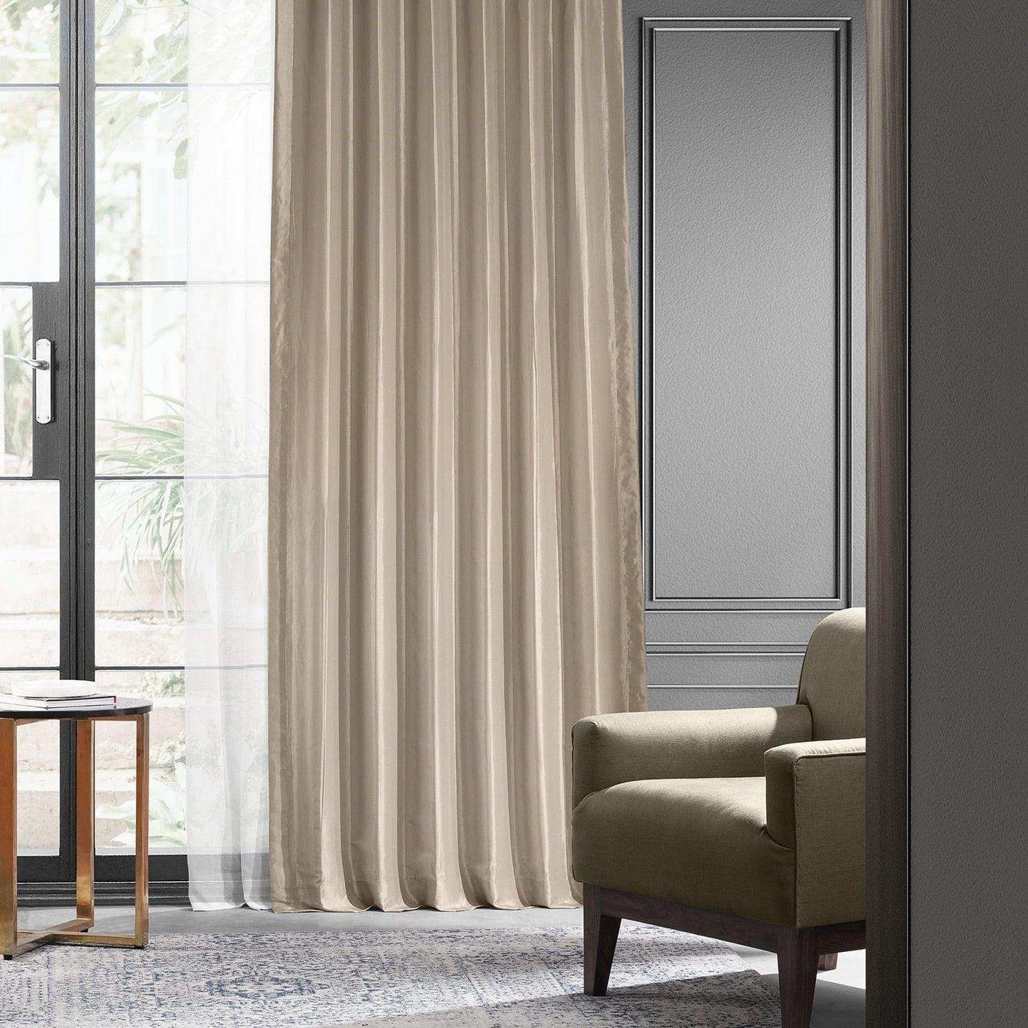 Antique Beige Faux Silk Taffeta Blackout Curtain