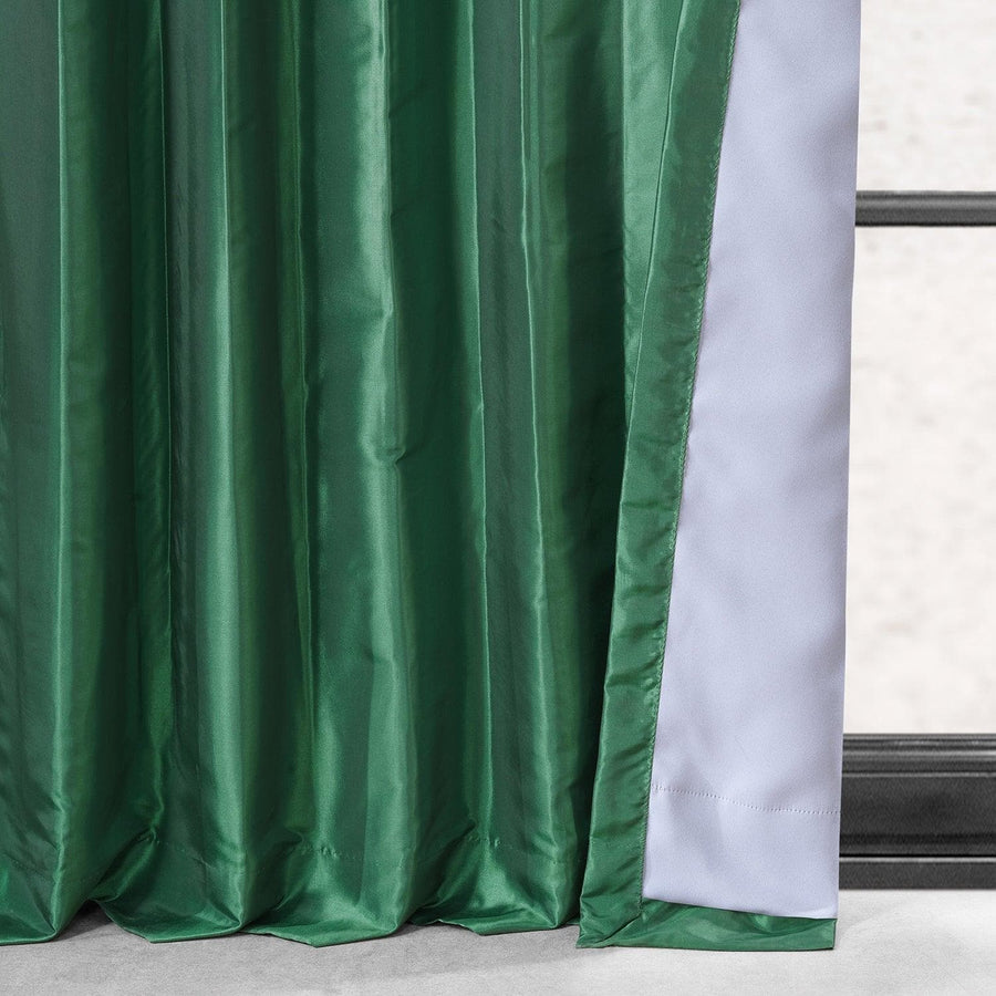Emerald Green Faux Silk Taffeta Blackout Curtain