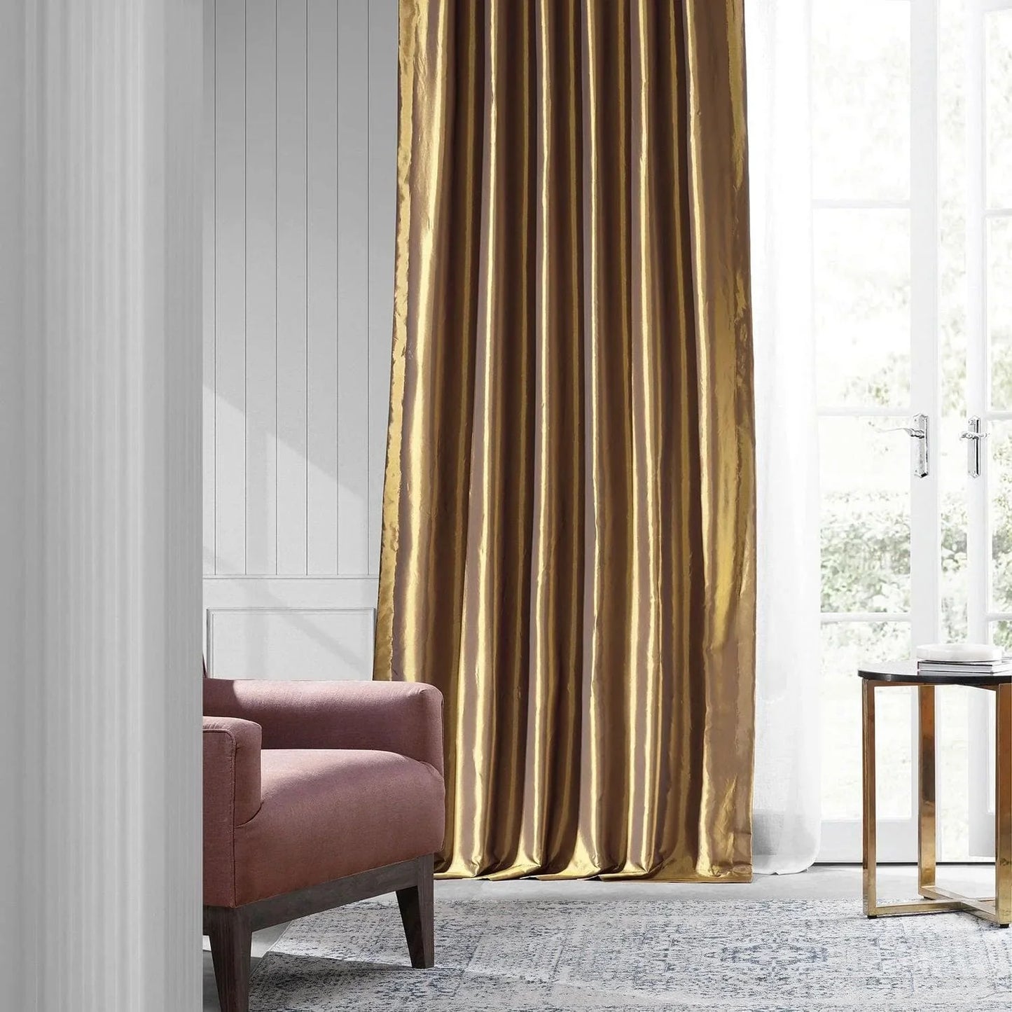 Golden Spice Solid Faux Silk Taffeta Curtain