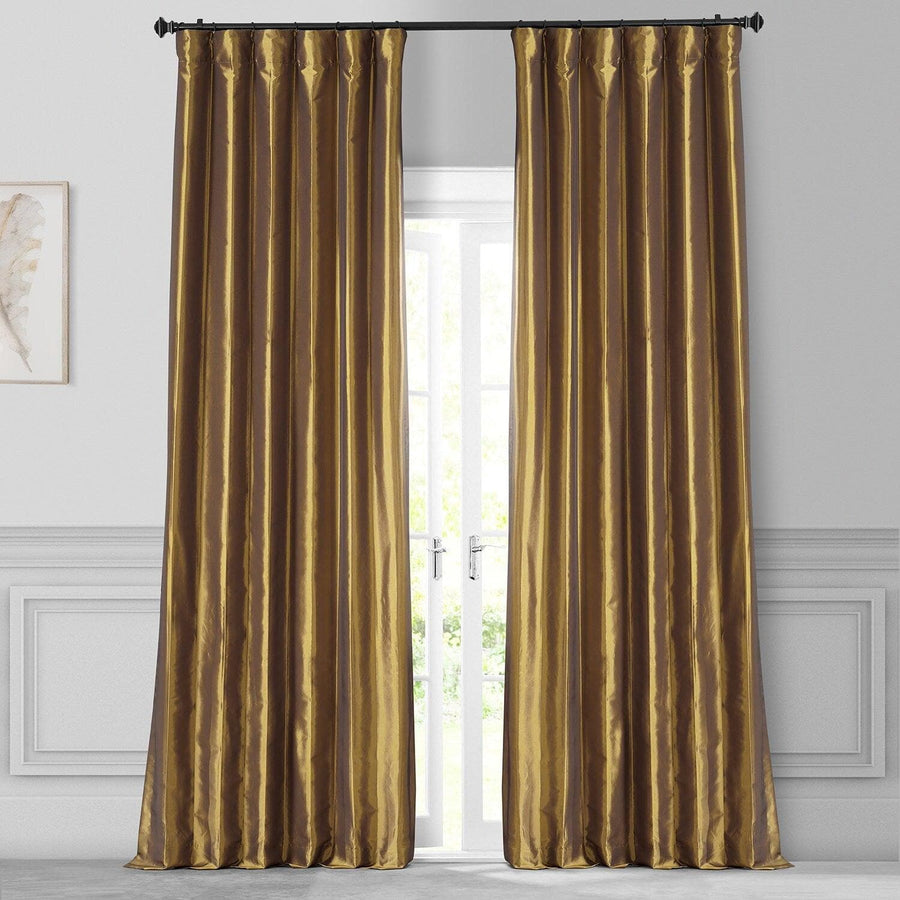 Golden Spice Solid Faux Silk Taffeta Curtain