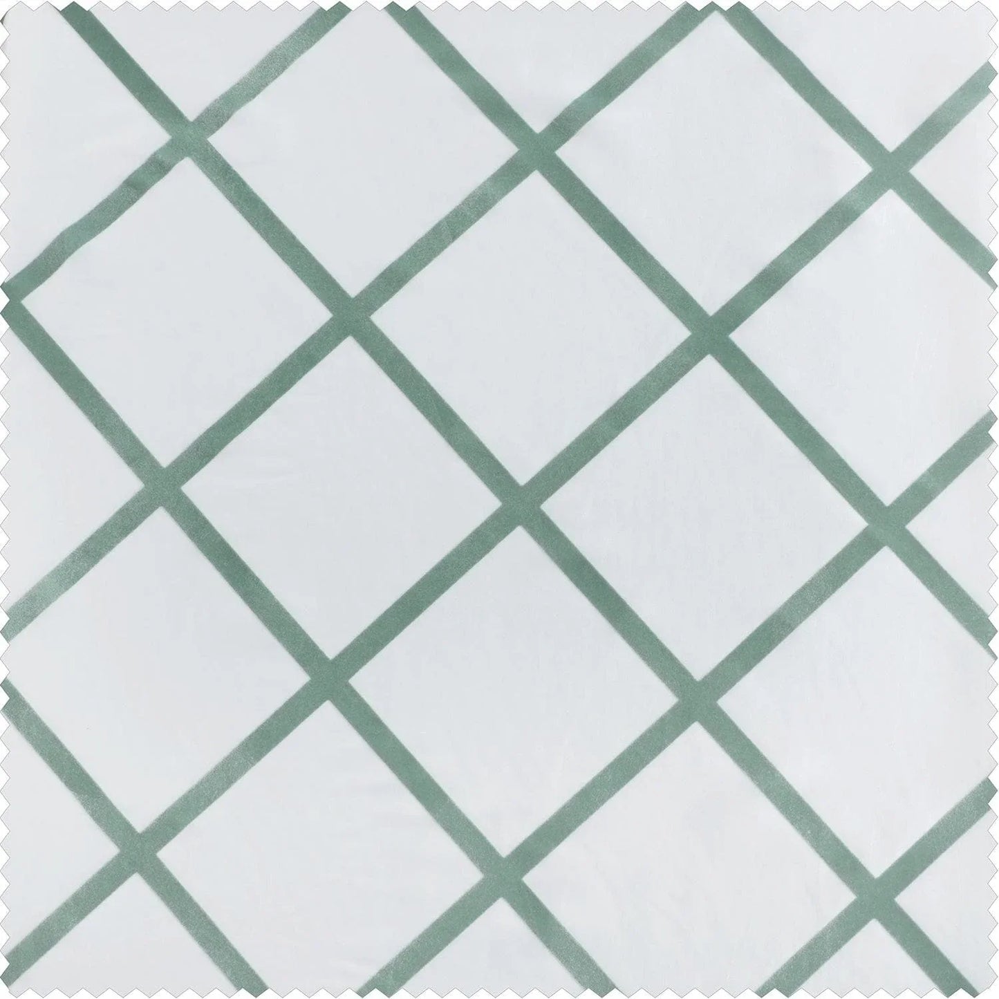 Pavillion White & Green Designer Flocked Swatch - HalfPriceDrapes.com