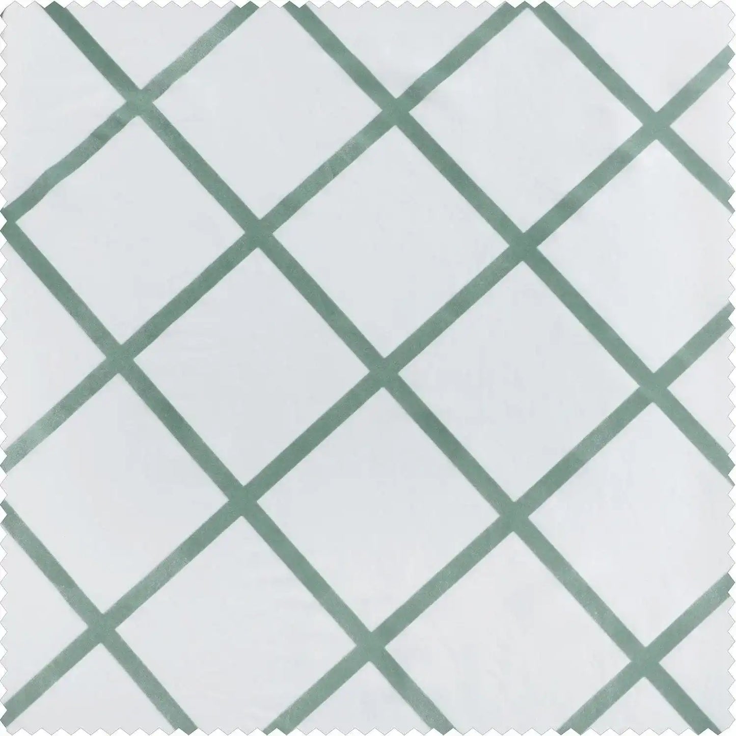 Pavillion White & Green Designer Flocked Swatch - HalfPriceDrapes.com