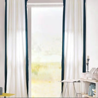 Fresh Popcorn & Polo Navy Vertical Printed Cotton Custom Curtain - HalfPriceDrapes.com