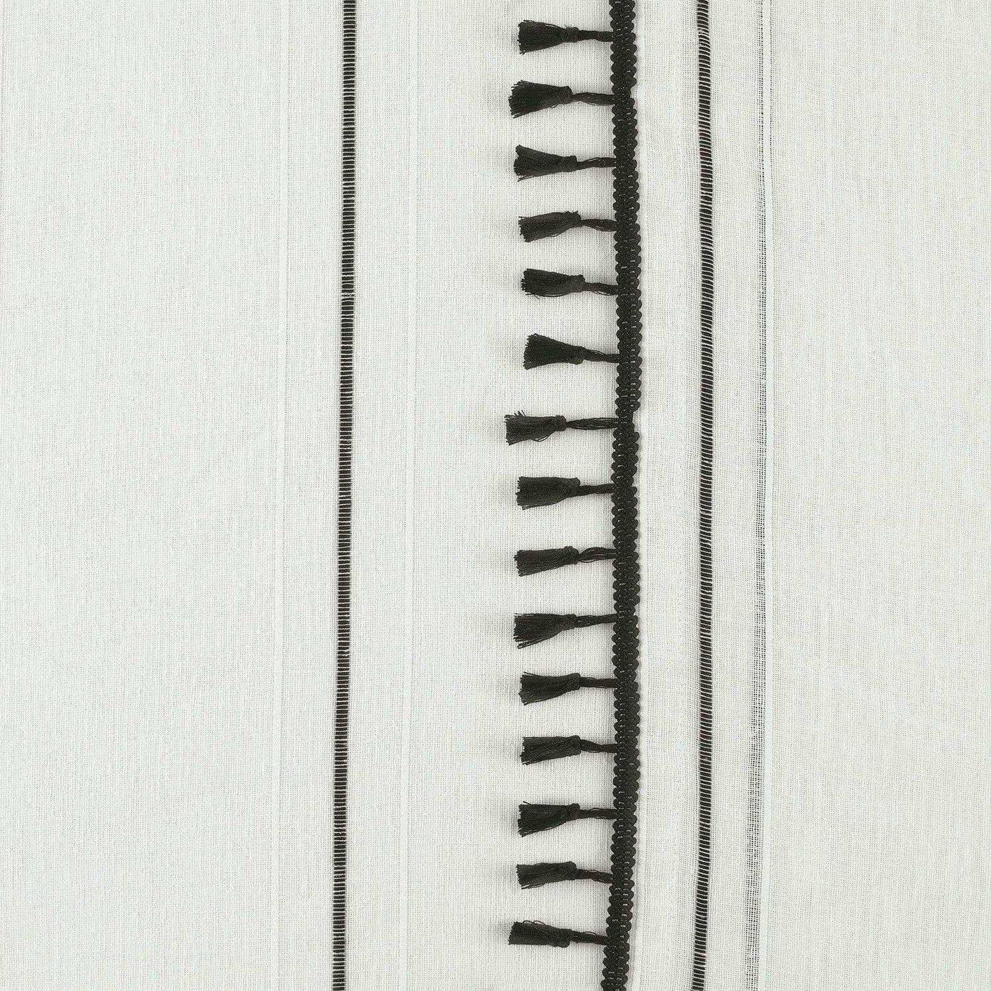 Campane Black Patterned Faux Linen Sheer Sheer Swatch