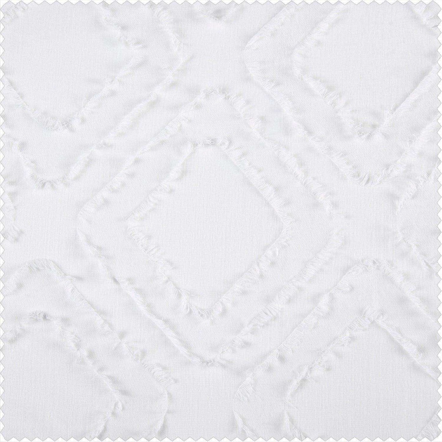 Capella White Patterned Linen Sheer Sheer Swatch - HalfPriceDrapes.com