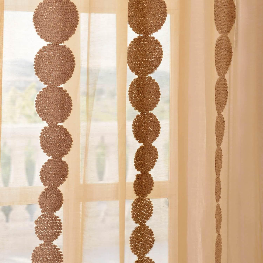 Cleopatra Gold Embroidered Sheer Curtain