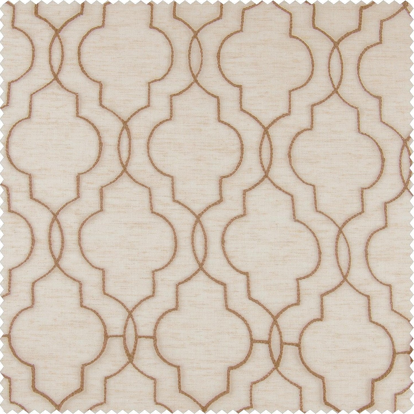 Saida Natural Embroidered Patterned Faux Linen Swatch - HalfPriceDrapes.com