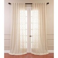 Saidia Natural Embroidered Patterned Faux Linen Sheer Curtain