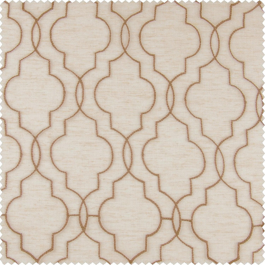 Saida Natural Embroidered Patterned Faux Linen Swatch - HalfPriceDrapes.com