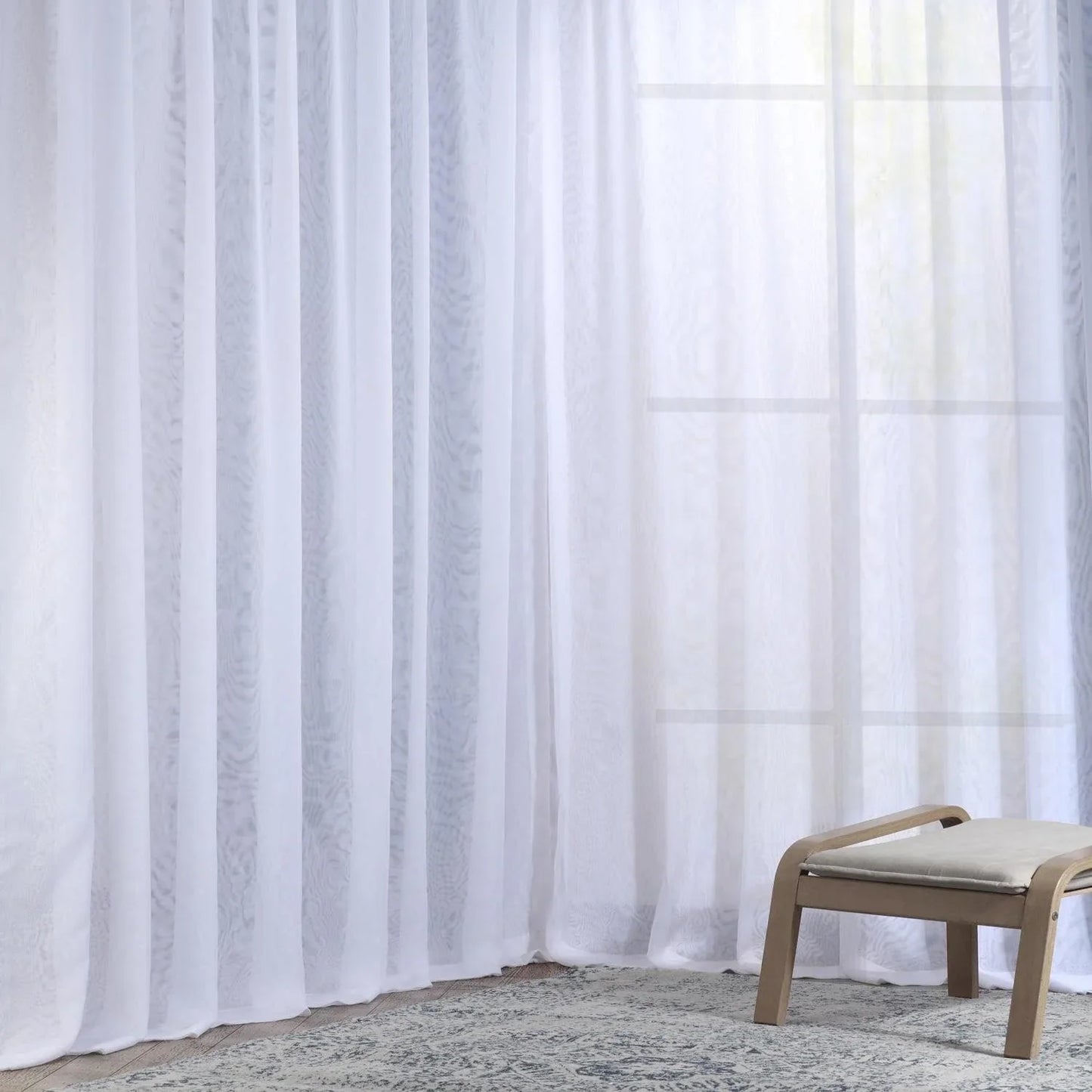 Double Layered White Extra Wide Sheer Curtain
