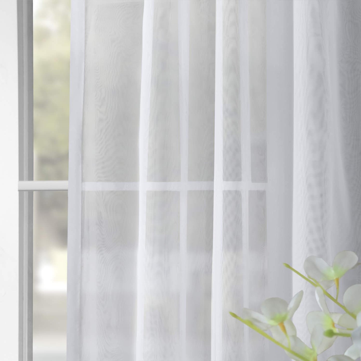 Double Layered White Sheer Curtain