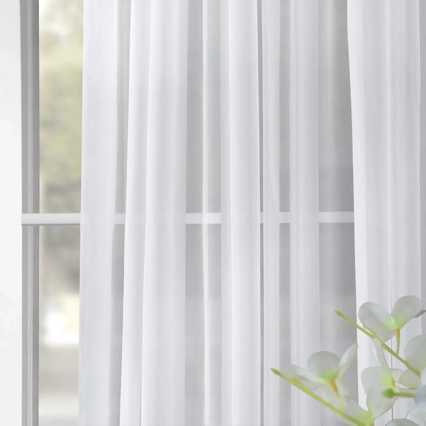 Solid White Extra Wide Sheer Curtain
