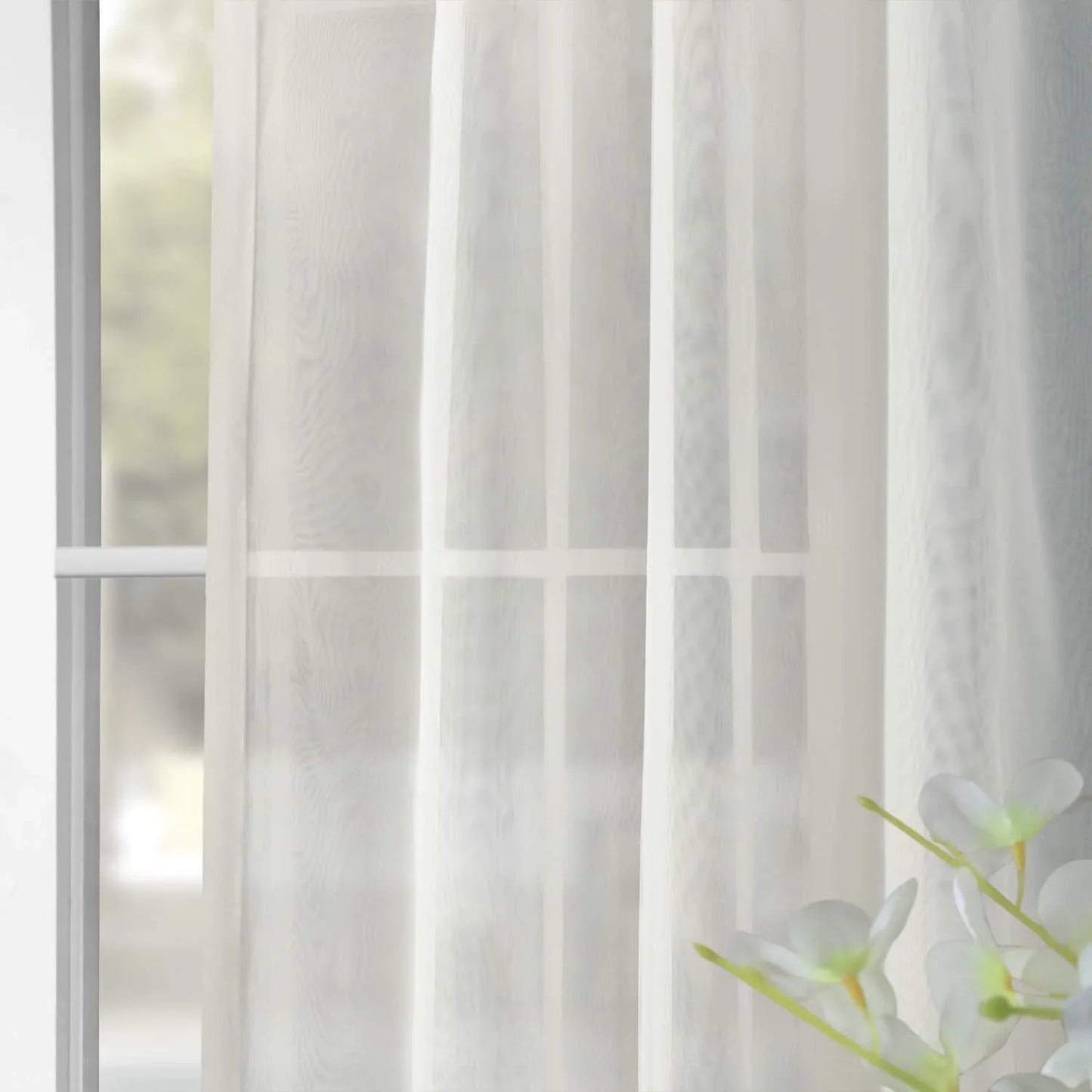Double Layered Off-White Sheer Curtain