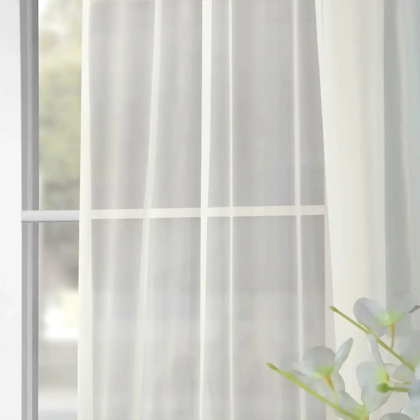 Solid Off-White Sheer Curtain Pair (2 Panels)