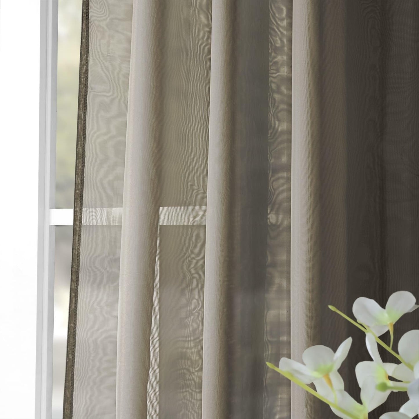 Solid Museum Grey Voile Sheer Curtain Pair (2 Panels) - HalfPriceDrapes.com