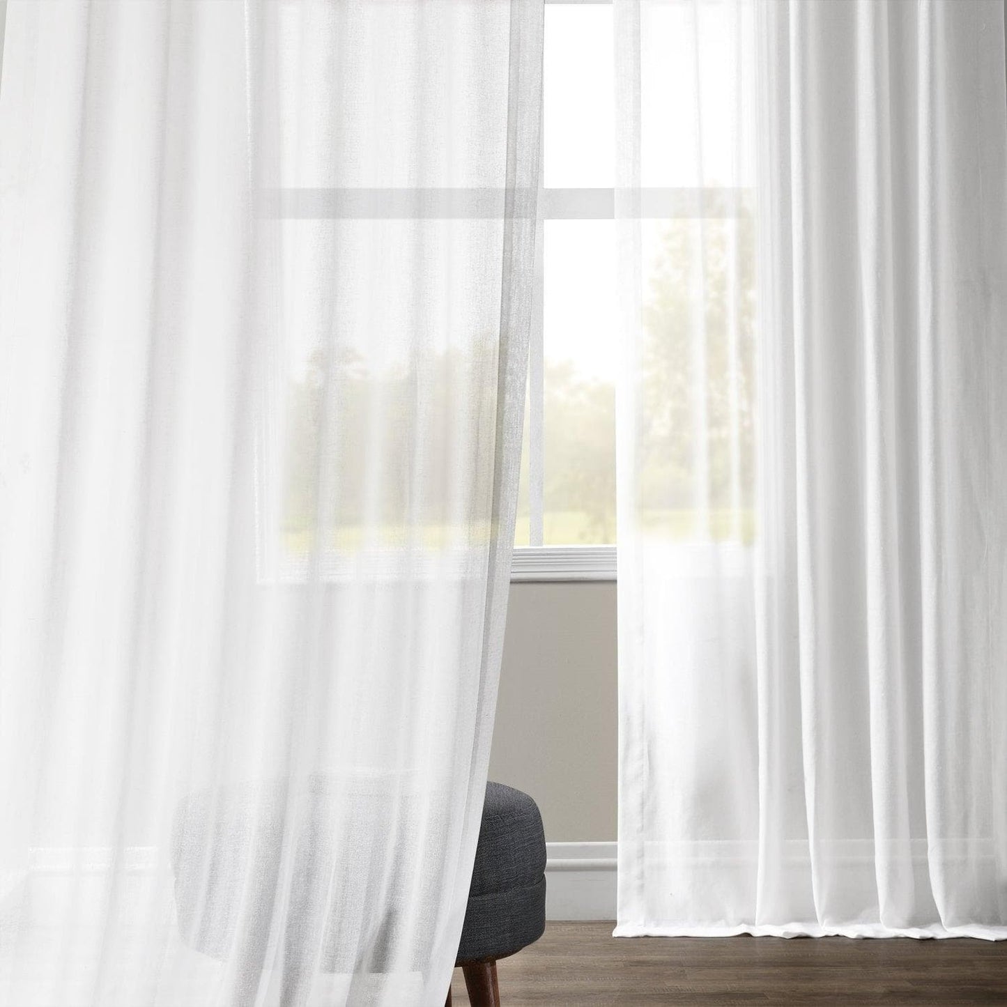 White Orchid Textured Faux Linen Sheer Curtain