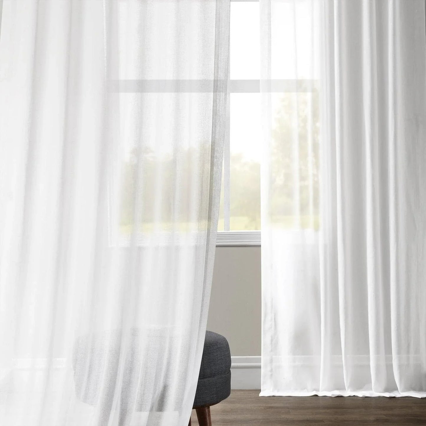 White Orchid Textured Faux Linen Sheer Curtain