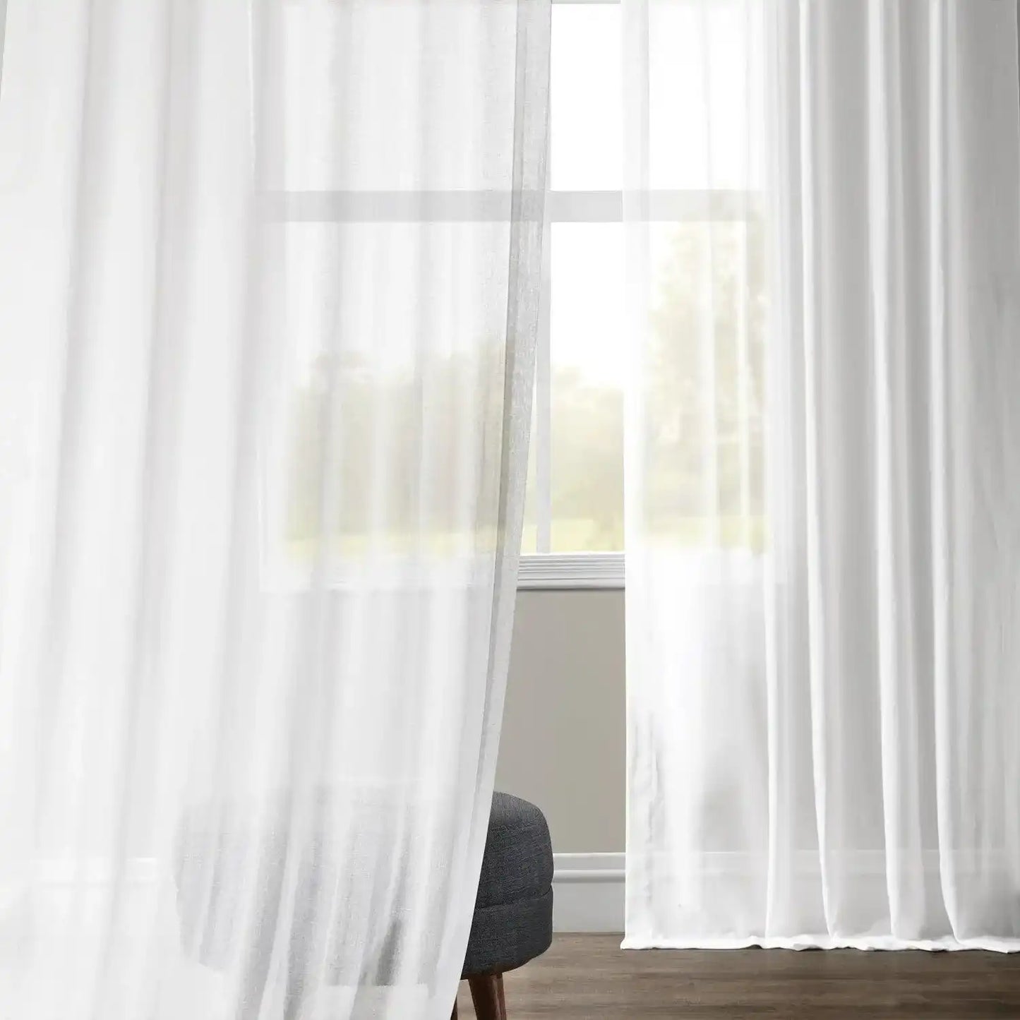 White Orchid Textured Faux Linen Sheer Curtain