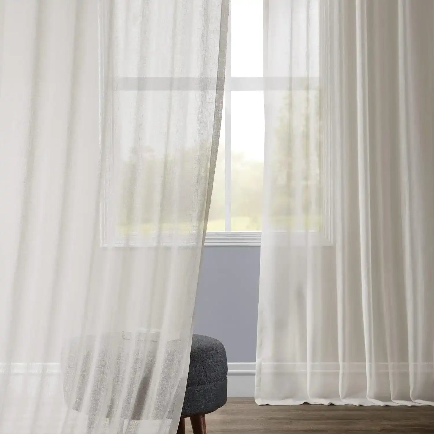 Gardenia Textured Faux Linen Sheer Curtain