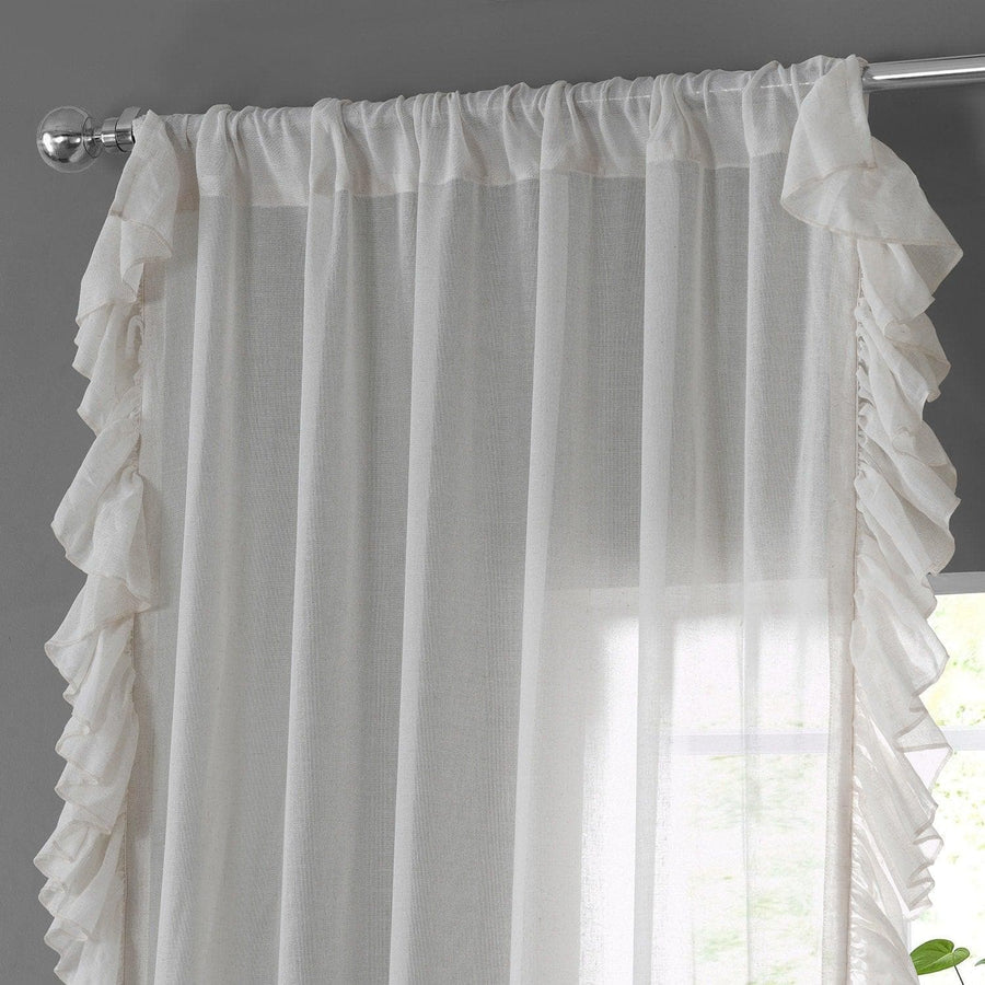 Gardenia Ruffled Faux Linen Curtain