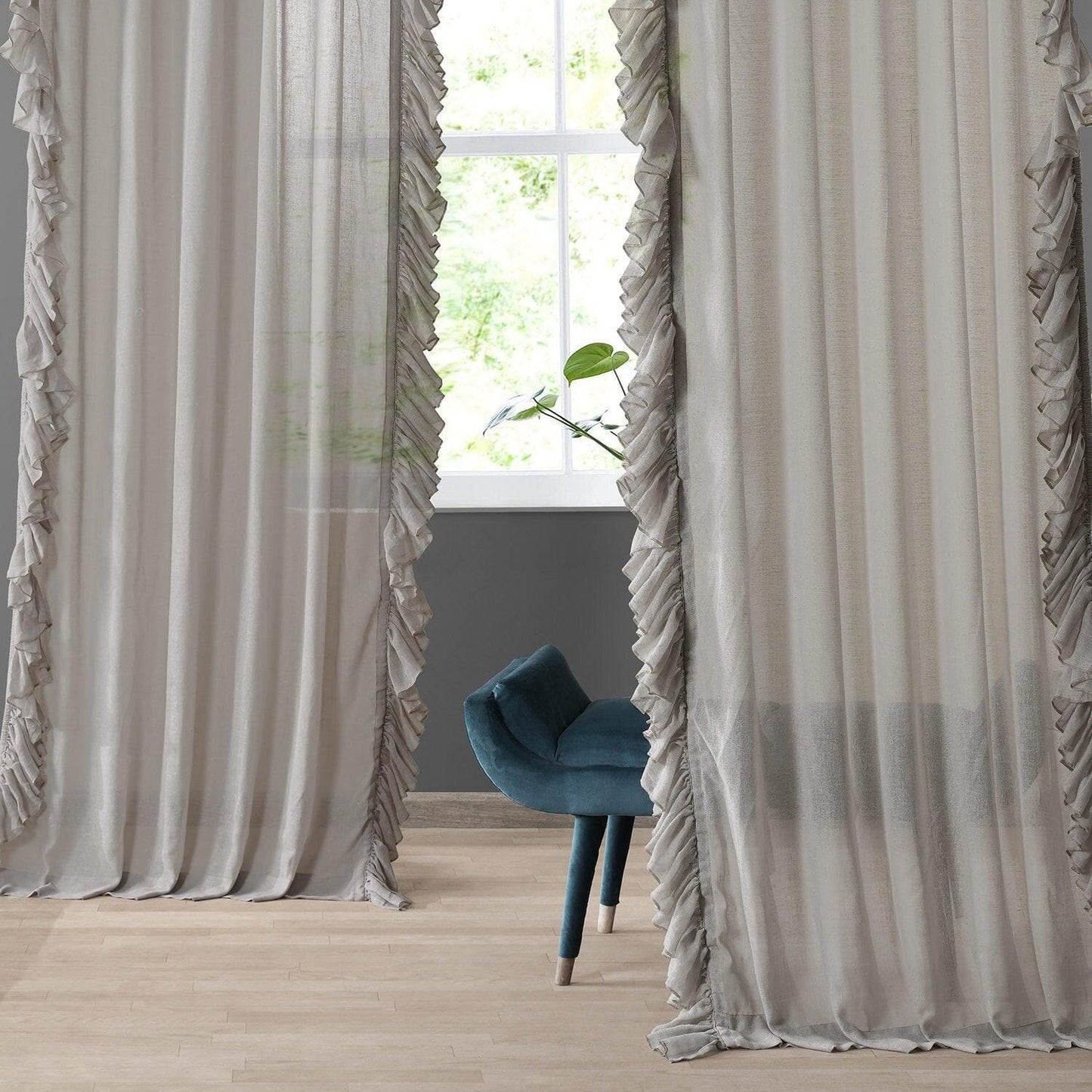 Tumbleweed Ruffled Faux Linen Curtain