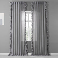 Nickel Ruffled Faux Linen Curtain