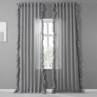 Nickel Ruffled Faux Linen Curtain